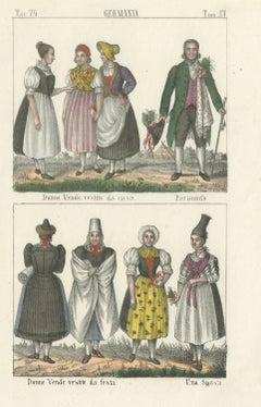 Wendish Women in House and Festival Dress with a Paranymph and a Bride, 1842
