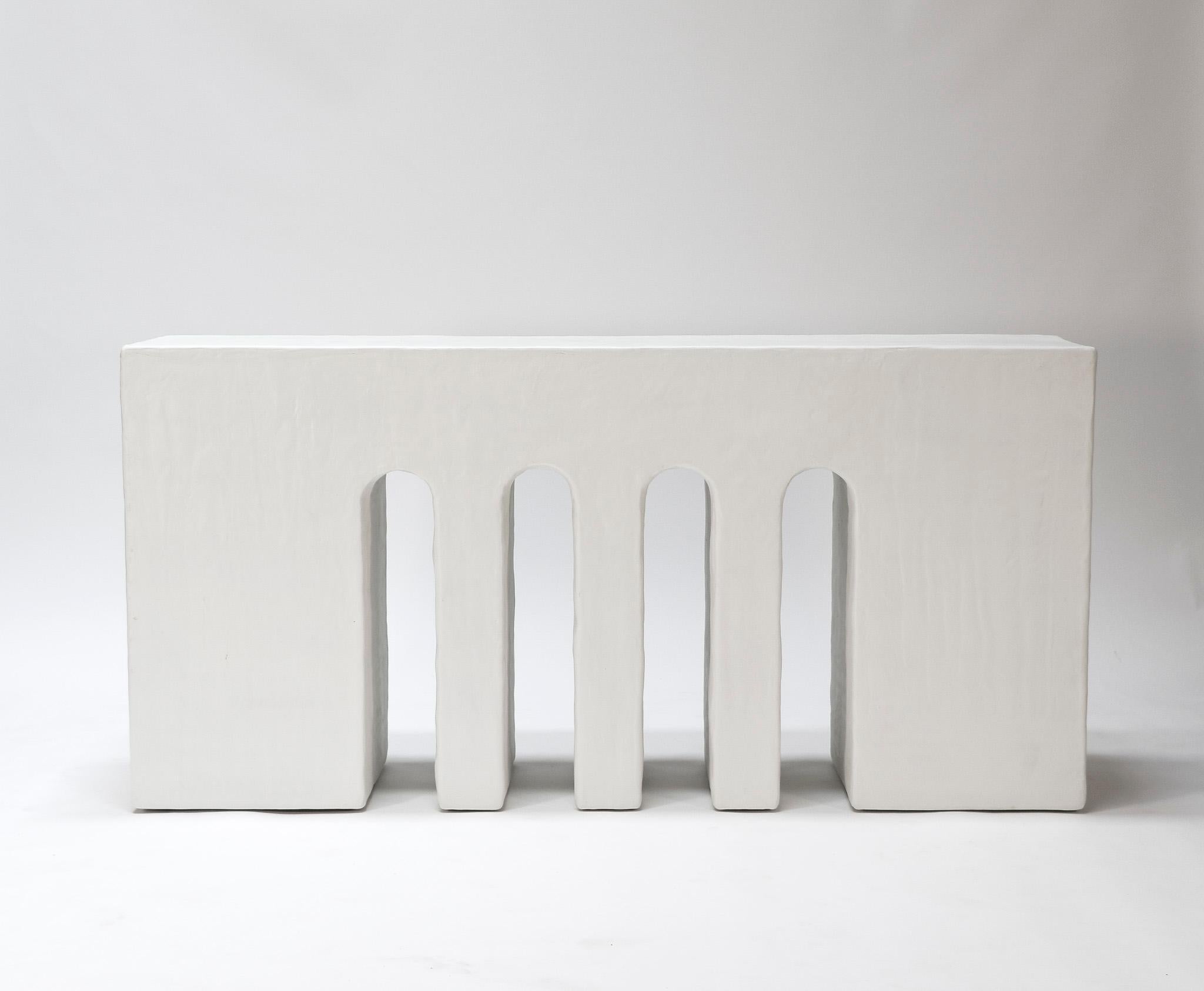 Painted Wendon Console Table in Gypsum & Fiberglass by Brent Warr Studios For Sale