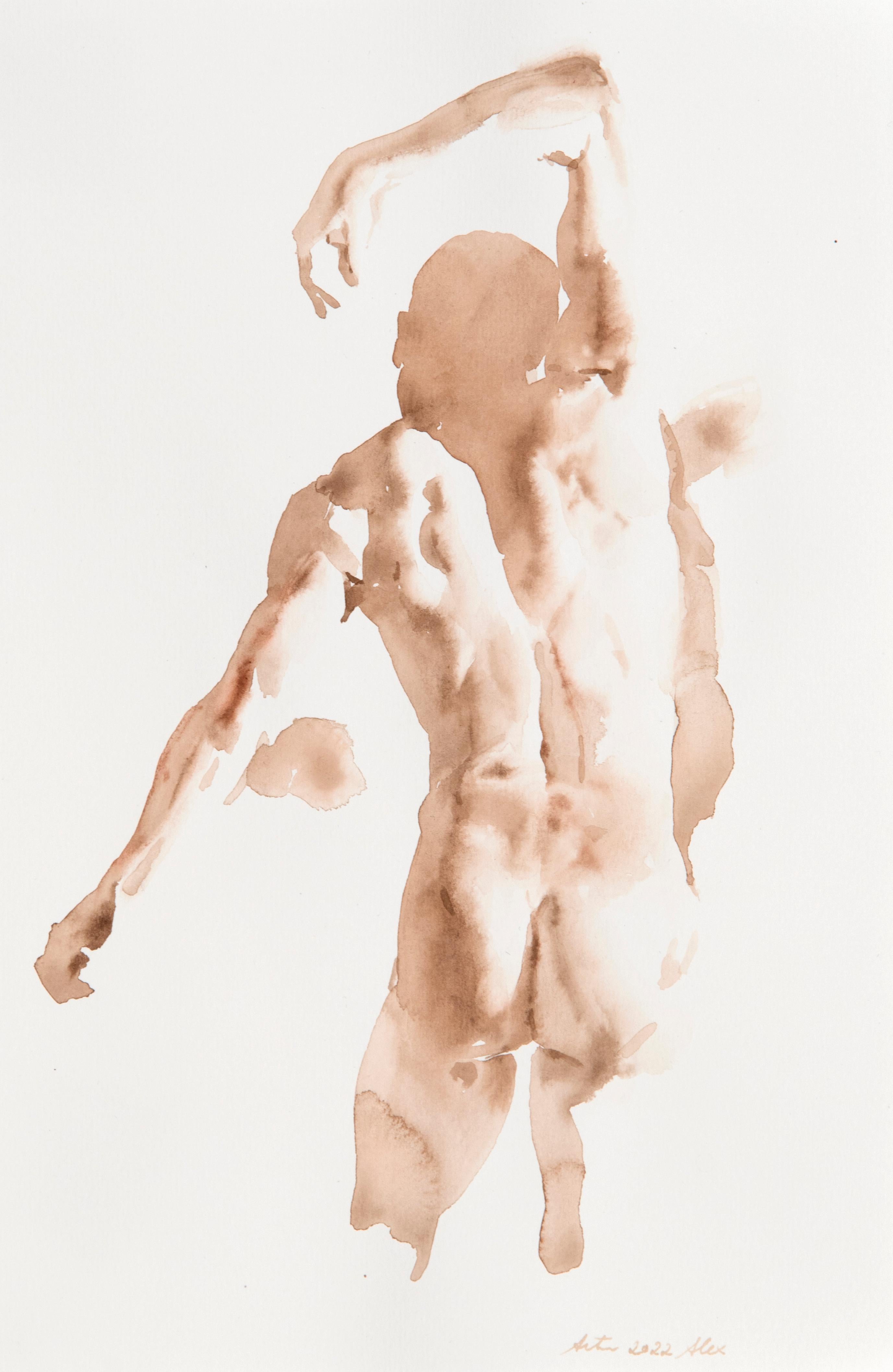 Figurative Painting Wendy Artin - silhouette masculine nue « Alex » 
