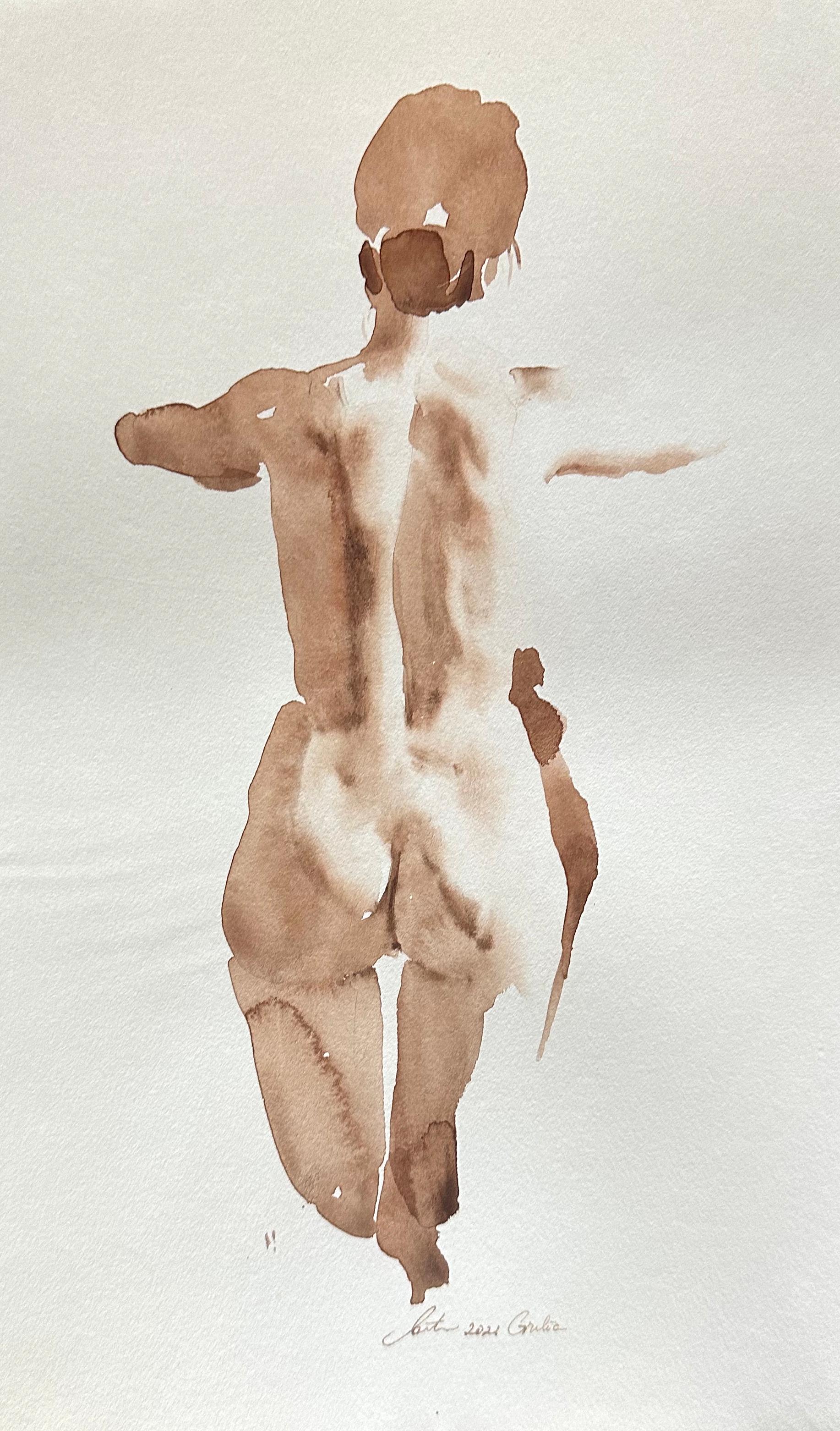 Figurative Painting Wendy Artin - "Giulia's Back" femme nue