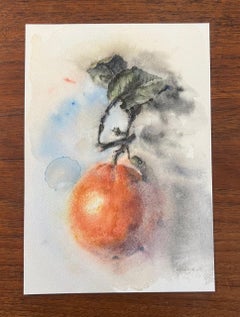 "Orange" still life watercolor painting of an orange