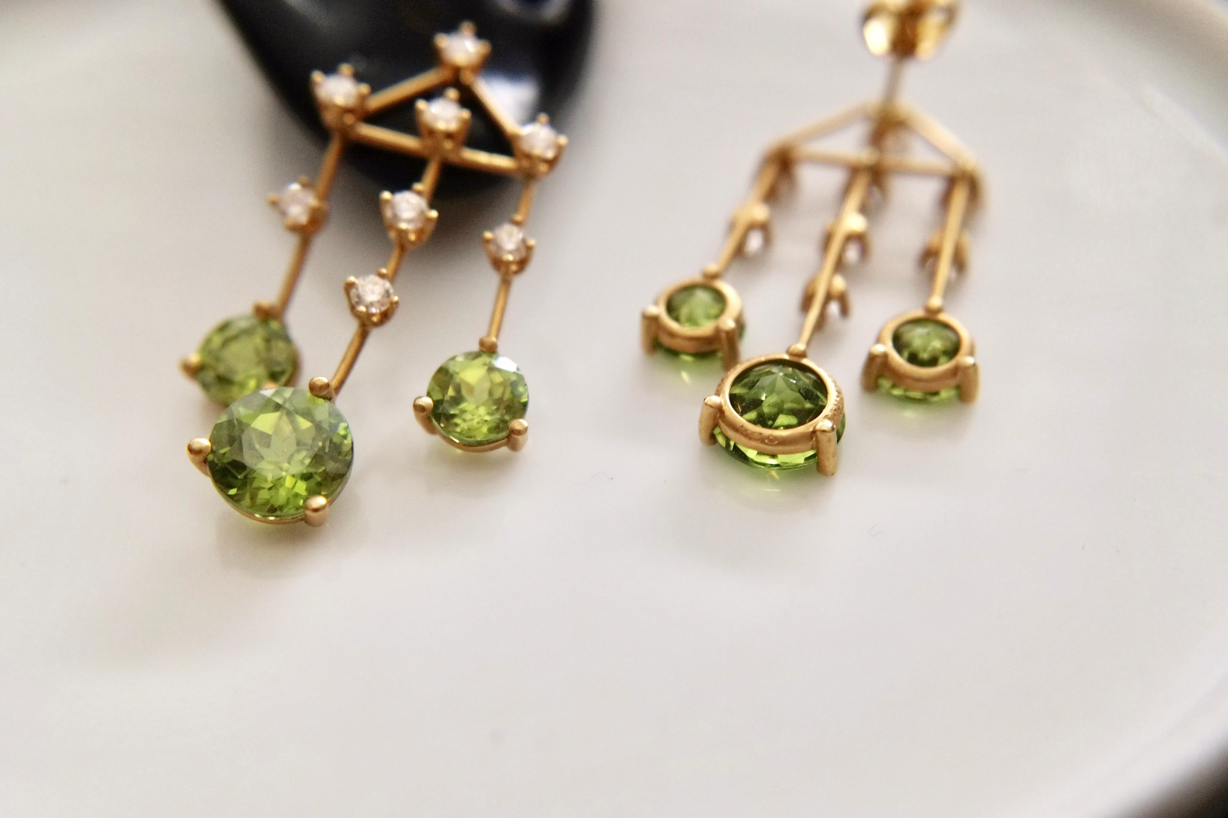 peridot chandelier earrings