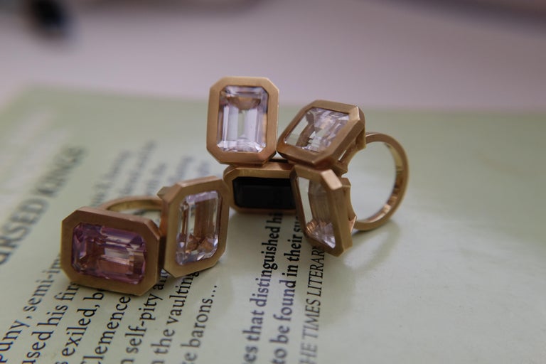 Wendy Brandes 18K Gold Two-Stone Toi et Moi Ring with Rock Crystals In New Condition For Sale In New York, NY