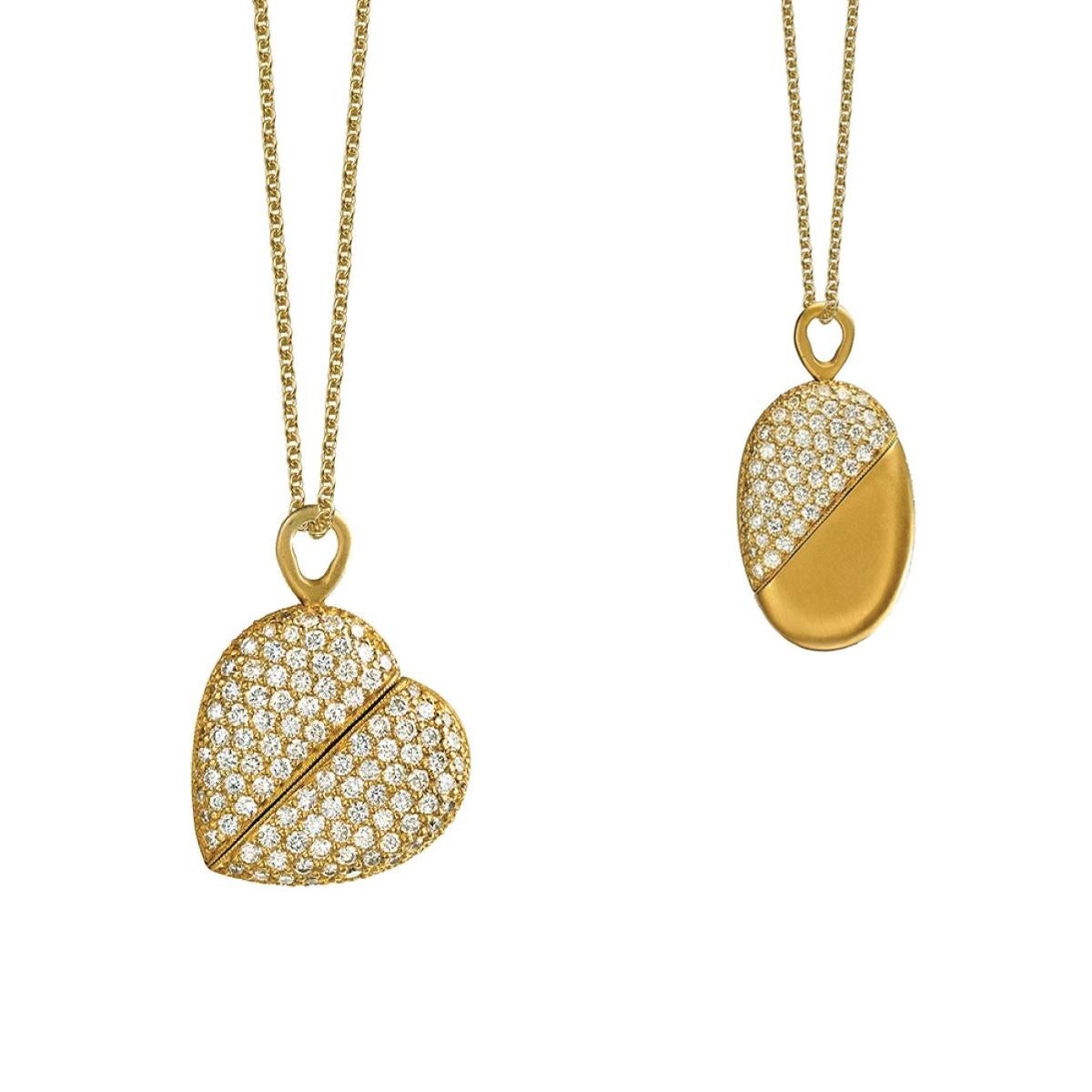 Wendy Brandes 2-in-1 Herz-Halskette aus Gelbgold und Diamanten