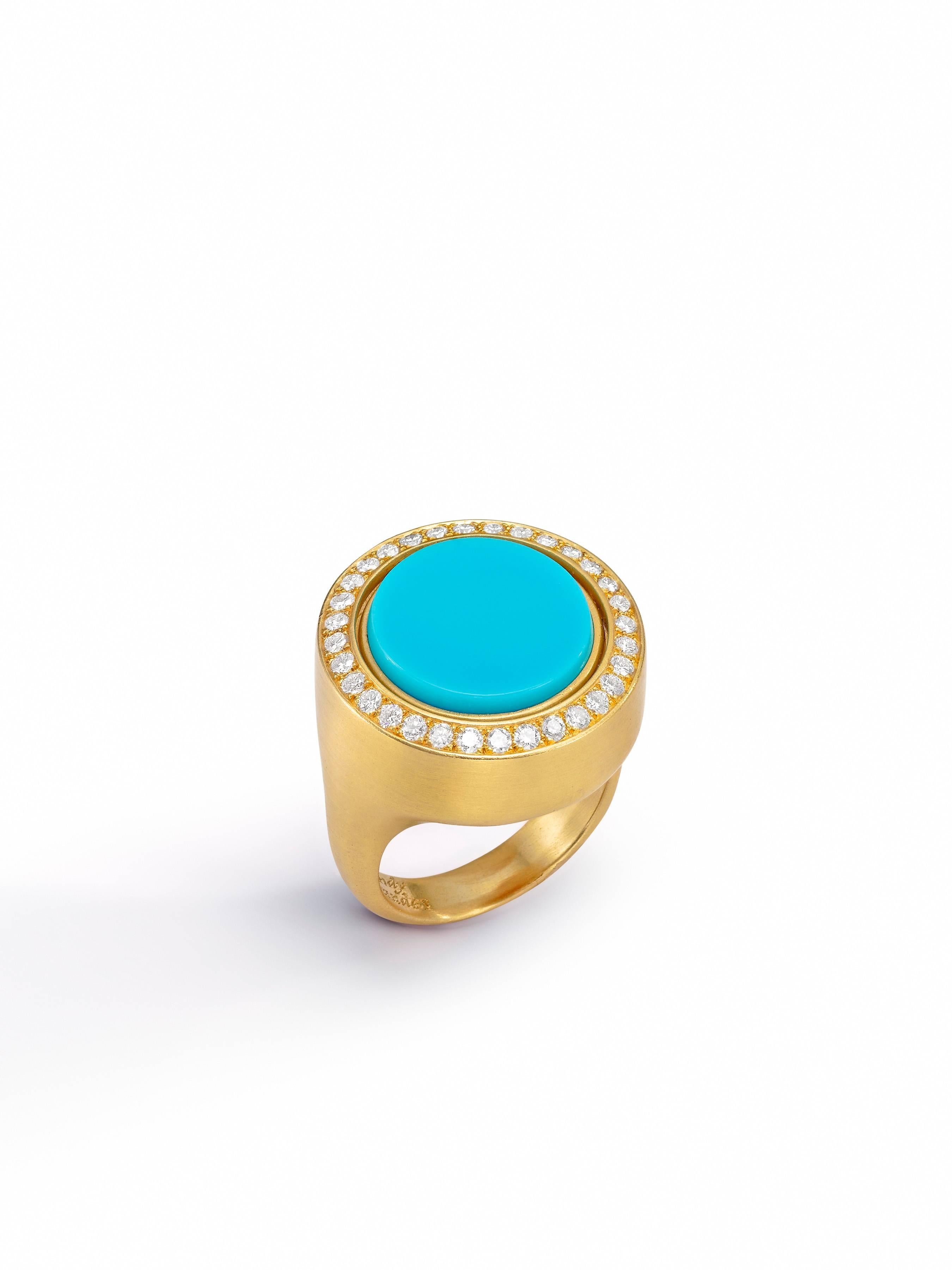 Contemporary Wendy Brandes 2-in-1 Turquoise and Carnelian 18K Gold Swivel Ring & Earring Set