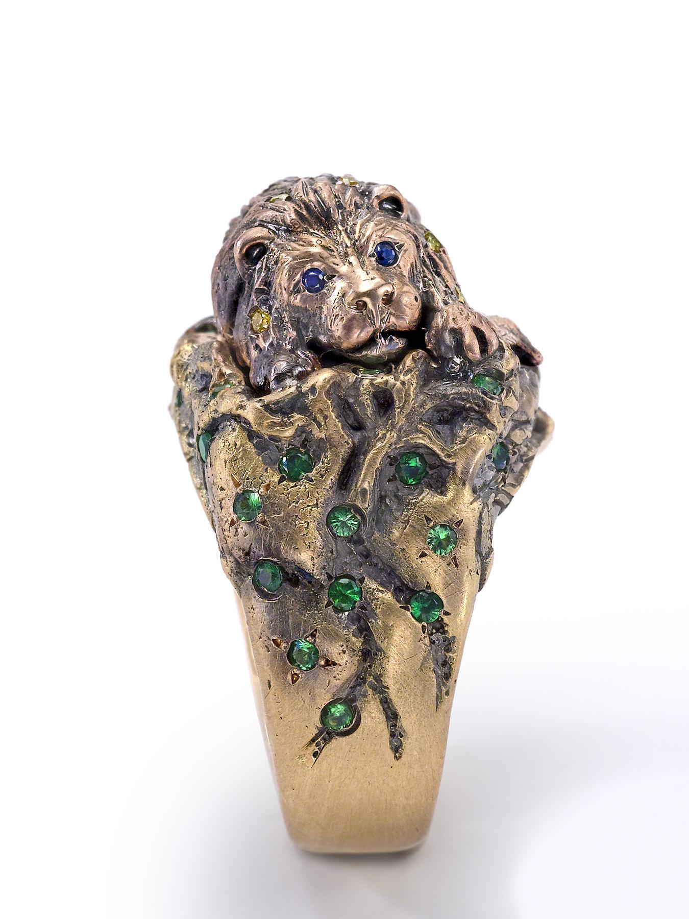 Contemporary Wendy Brandes 7-Ring Diamond and Colored Gemstone Animal-Design Collection