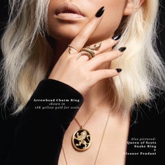 Wendy Brandes Arrowhead Charm Stacking Ring in 18K Yellow Gold With Diamonds