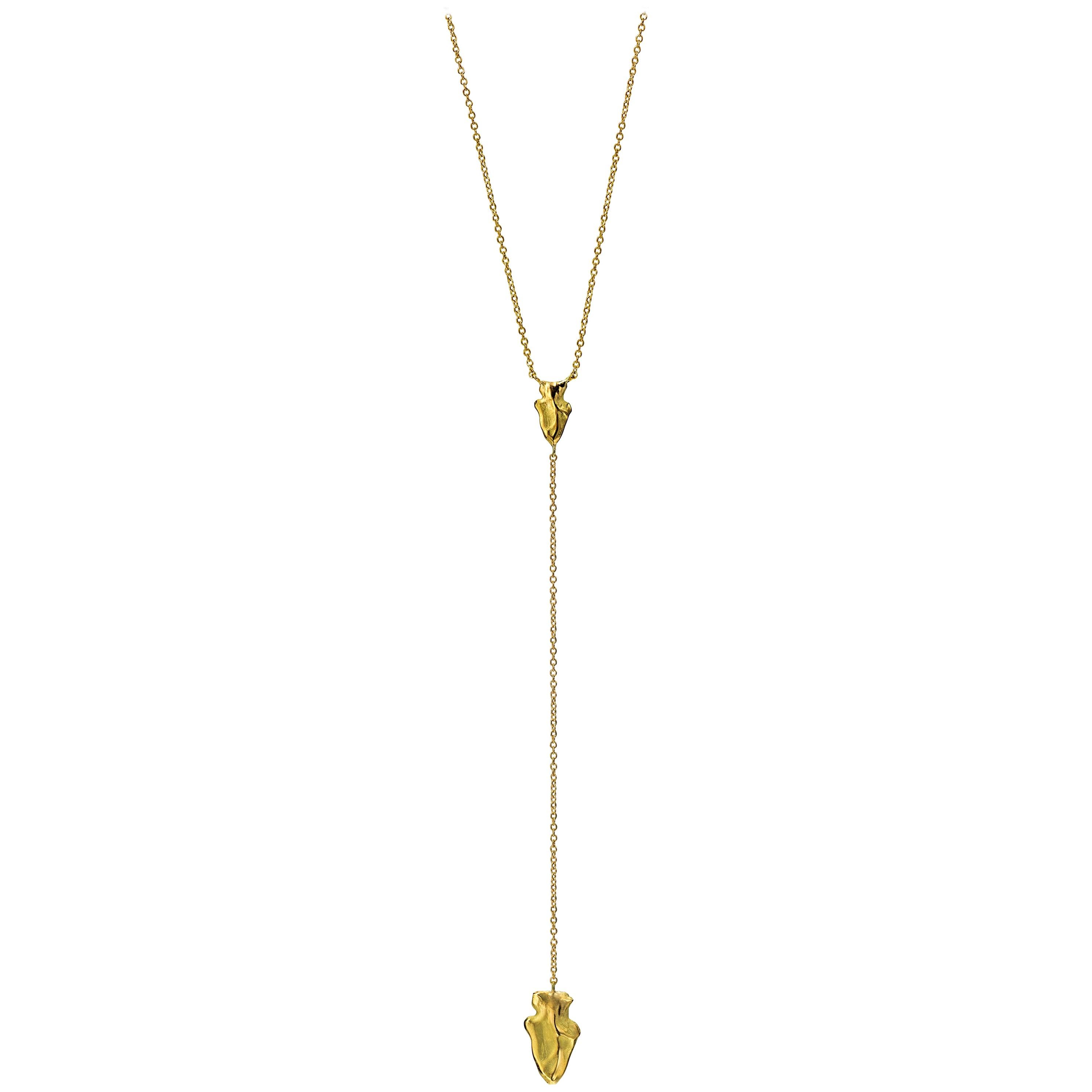 Wendy Brandes Arrowhead Lariat Yellow Gold Y-Necklace