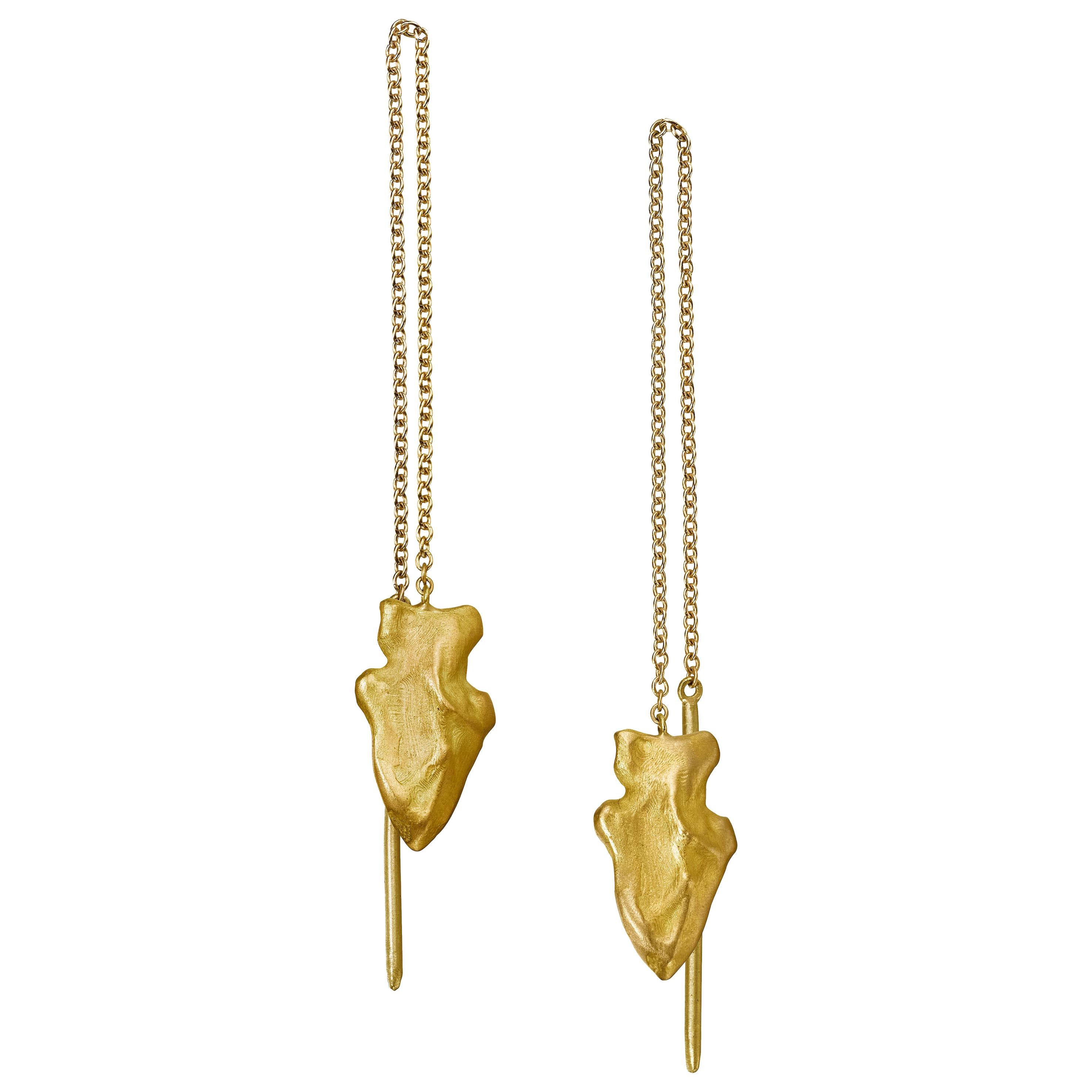 Wendy Brandes Arrowhead Threader Drop Gold Earrings