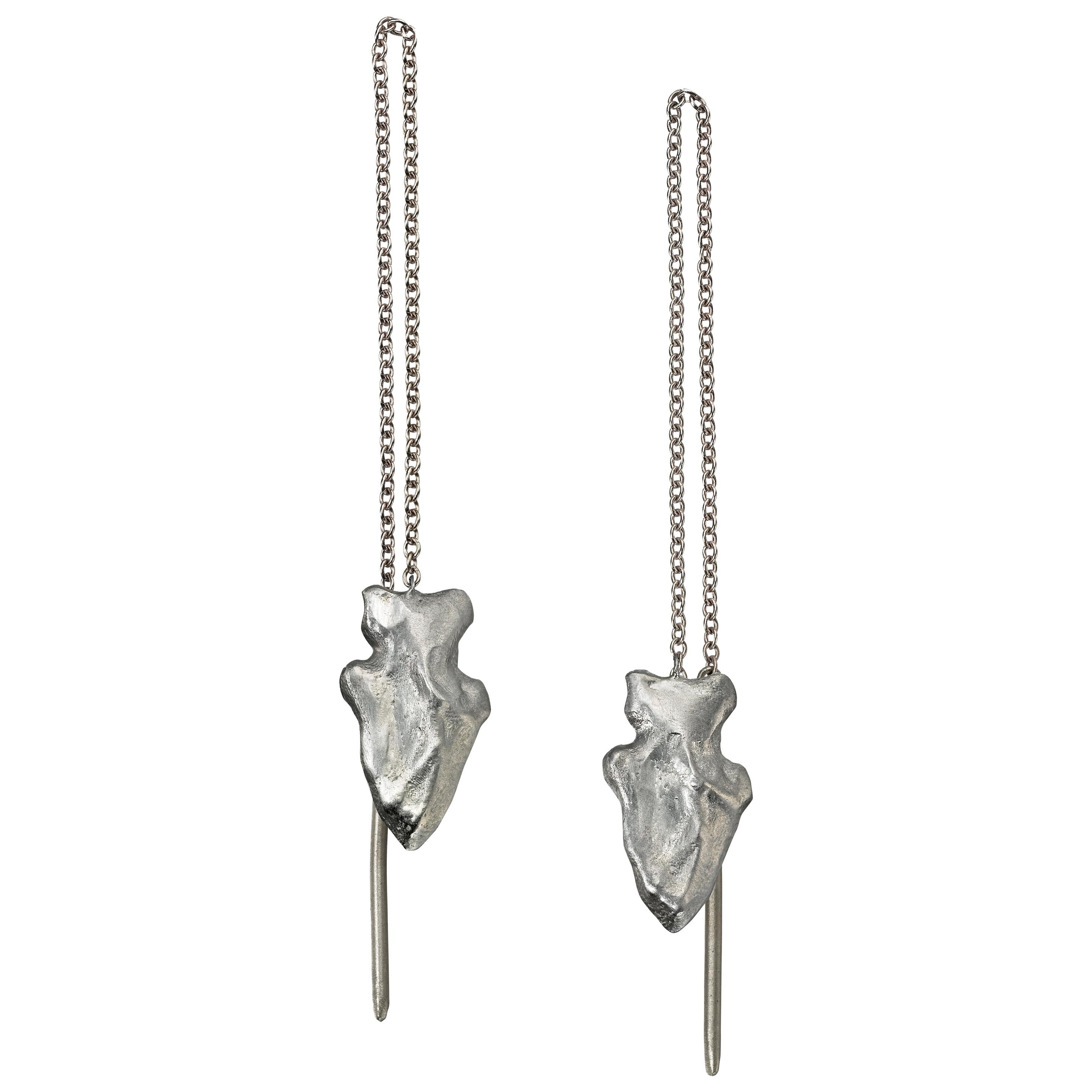 Wendy Brandes Arrowhead Threader Drop Platinum Earrings