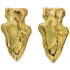 Wendy Brandes Arrowhead Yellow Gold Stud Earrings
