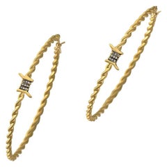 Wendy Brandes Boucles d'oreilles en or 18 carats avec fil barbelé et diamants