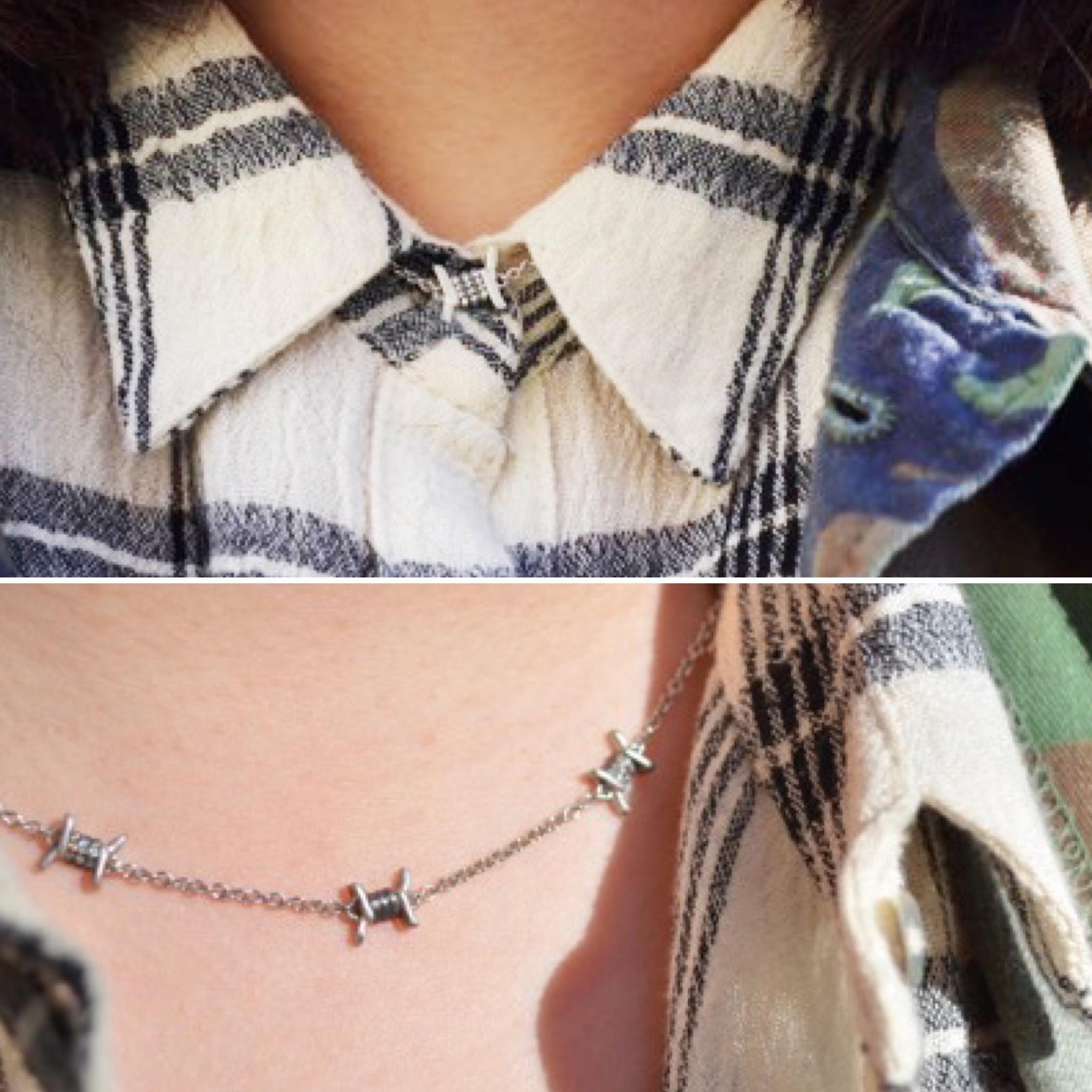 Wendy Brandes Halskette aus Platin mit Diamanten und Stacheldraht (Zeitgenössisch) im Angebot