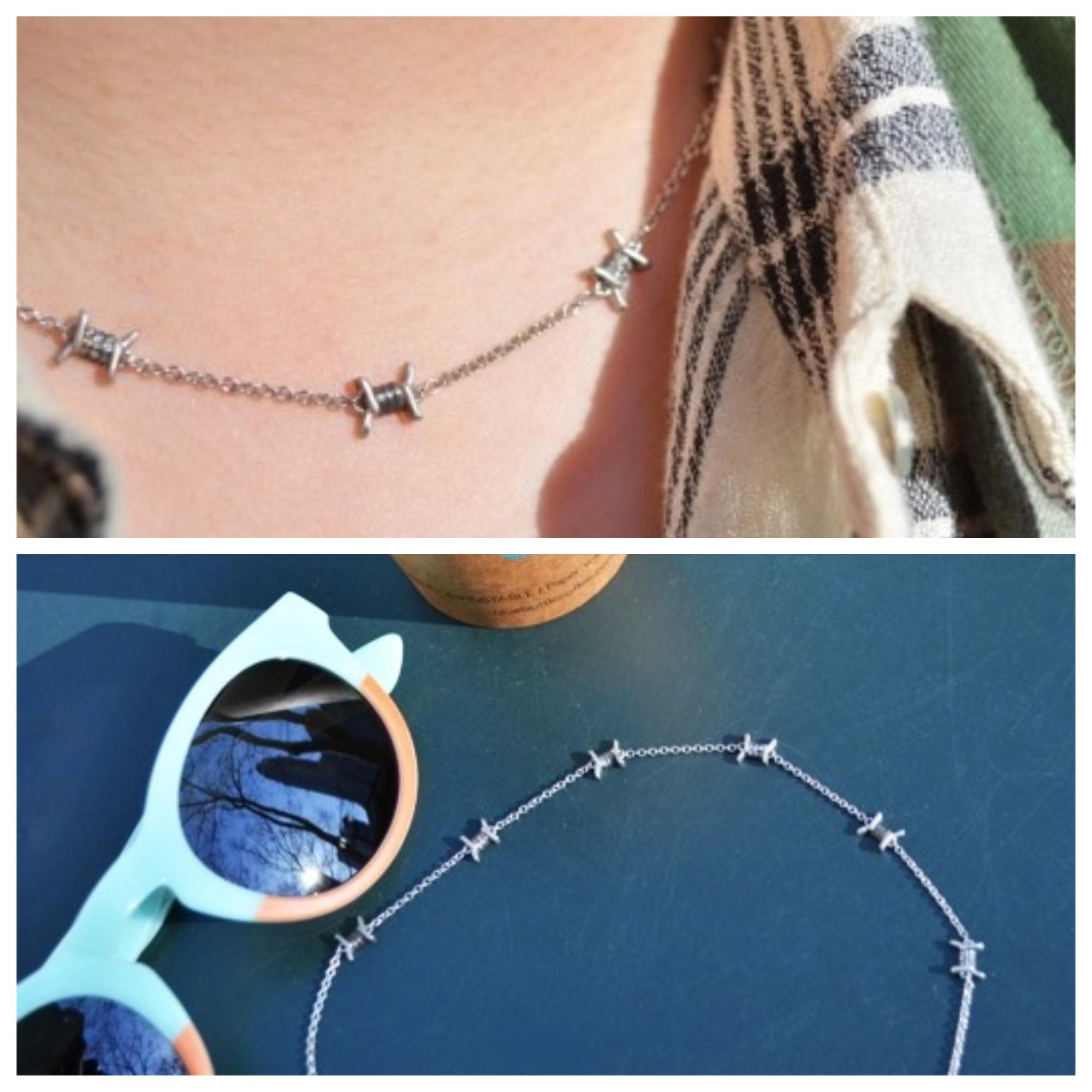 barbed wire diamond necklace