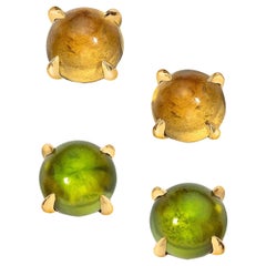 Wendy Brandes Cabochon Birthstone Studs With Tourmaline and Citrine - 2 Pairs