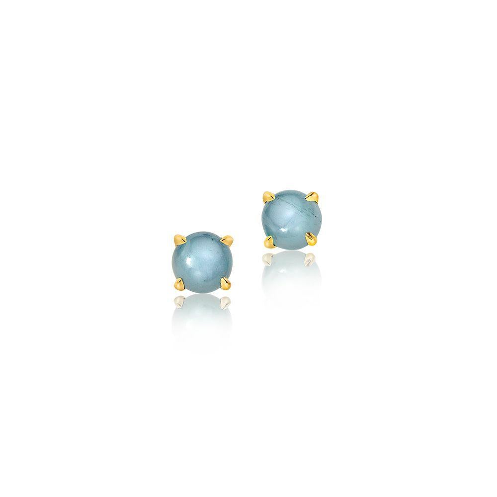 18K yellow gold.
6 mm cabochon aquamarines.
Price is for pair.
Made in New York City.

Perfect for the March babe in your life!
