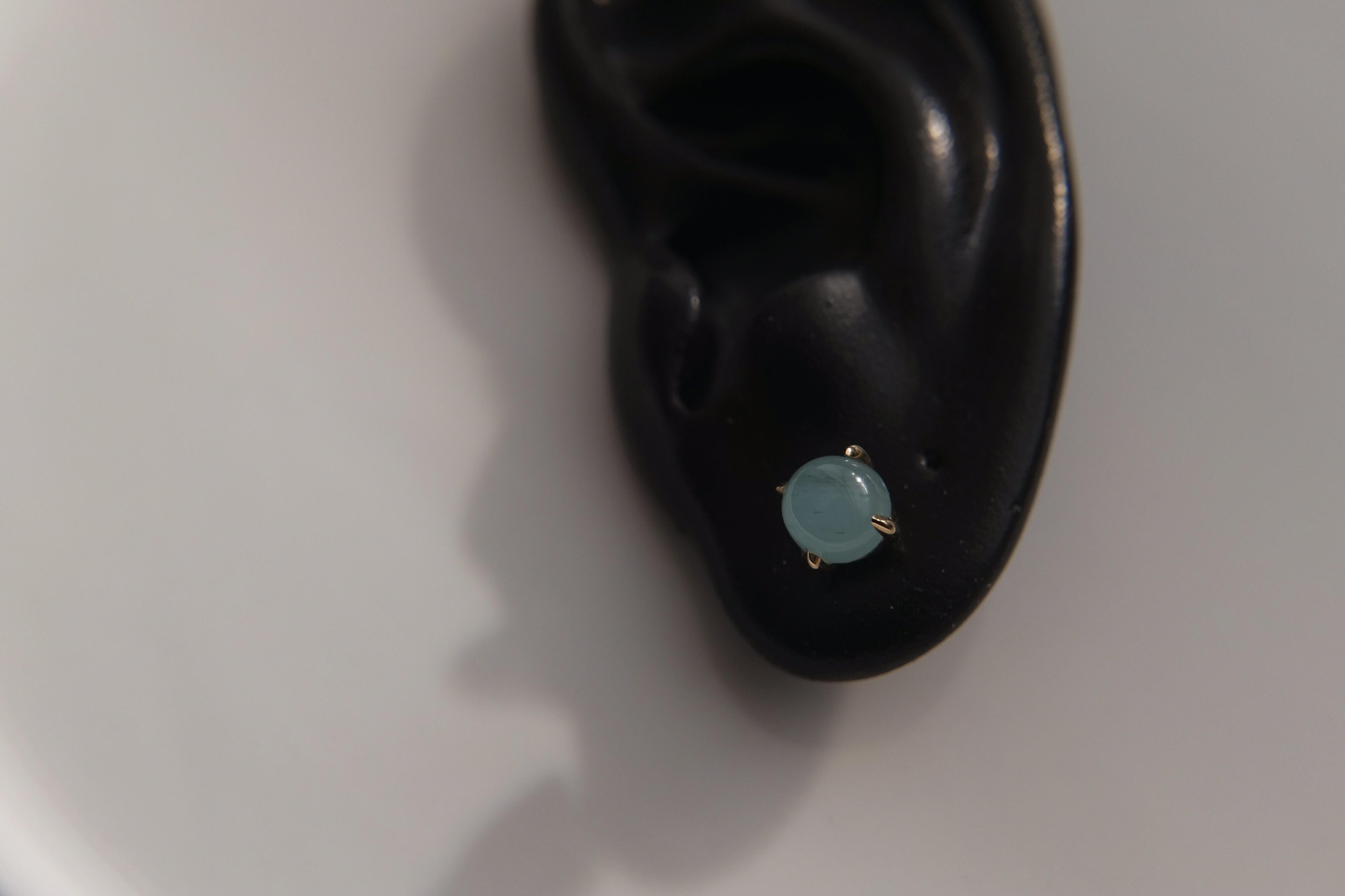 Wendy Brandes Cabochon March Birthstone Gemstone Aquamarine Earring Studs Pair 1