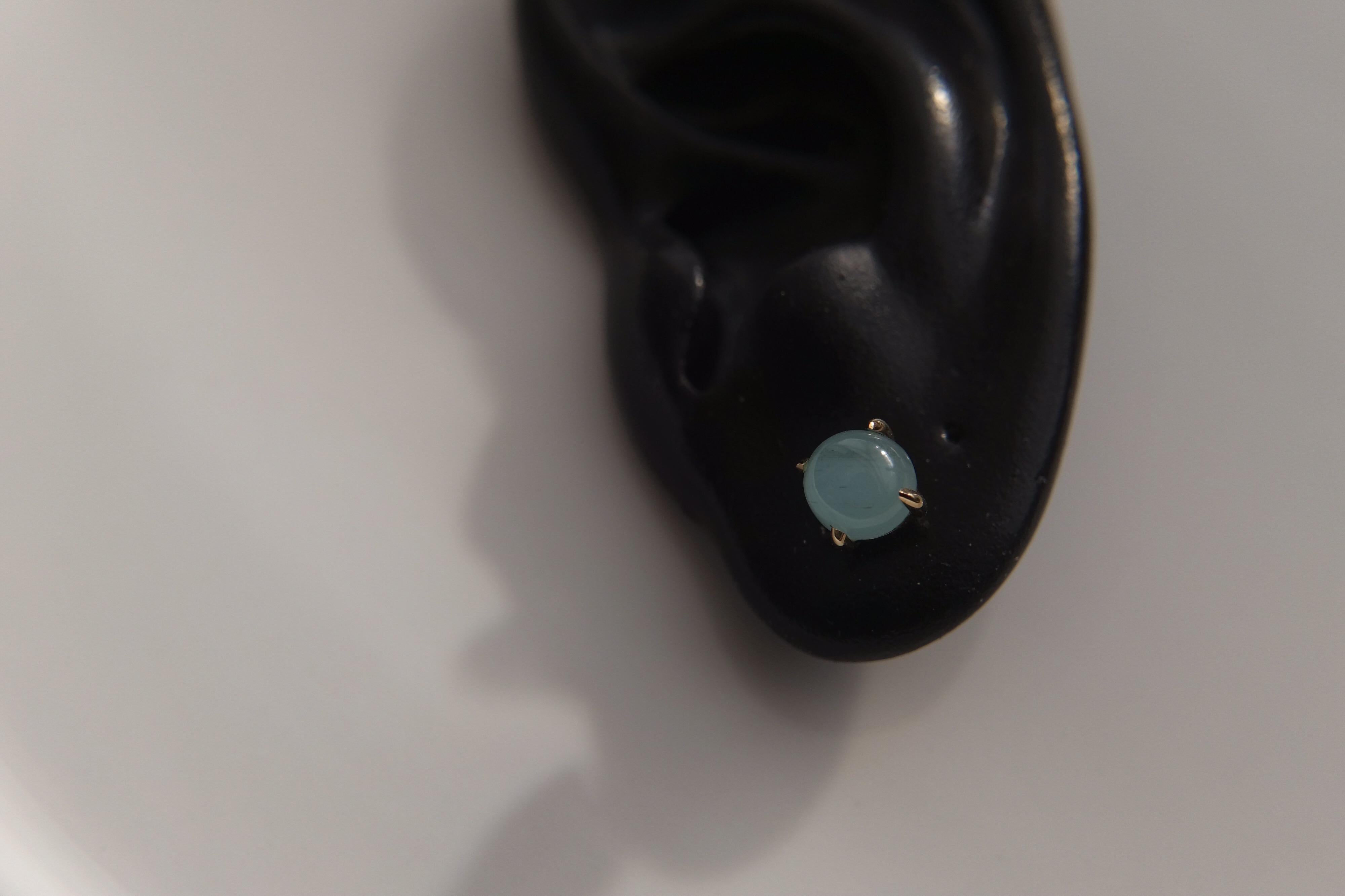 Wendy Brandes Cabochon March Birthstone Gemstone Aquamarine Earring Studs Pair 2