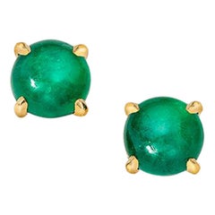 Wendy Brandes Cabochon May Birthstone Emerald Stud Earrings