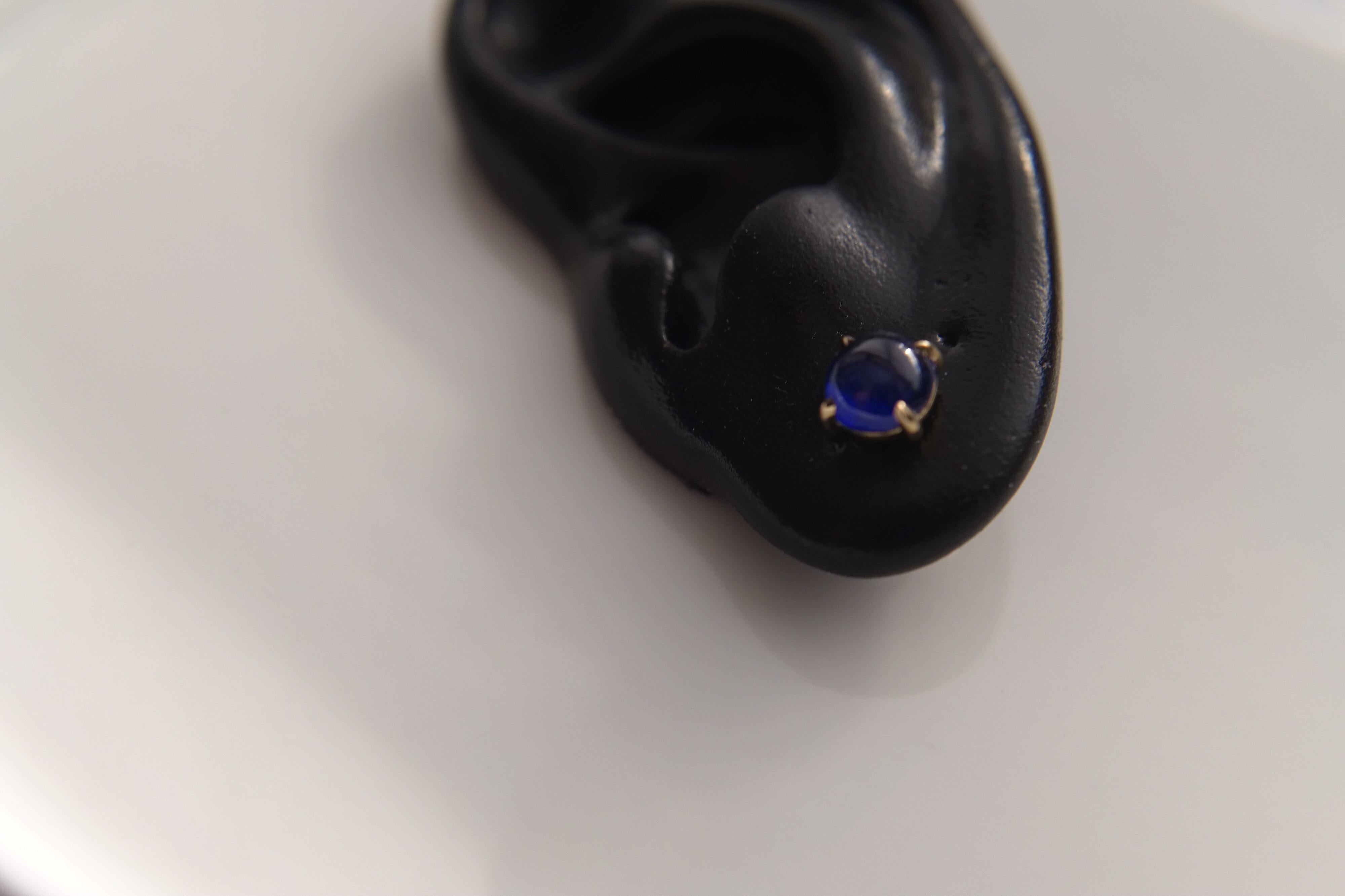 Women's or Men's Wendy Brandes Cabochon September Birthstone Blue Sapphire Stud Earrings