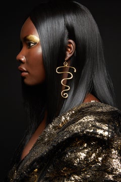 Wendy Brandes 18K Yellow Gold Snake Chandelier Earrings With Diamonds