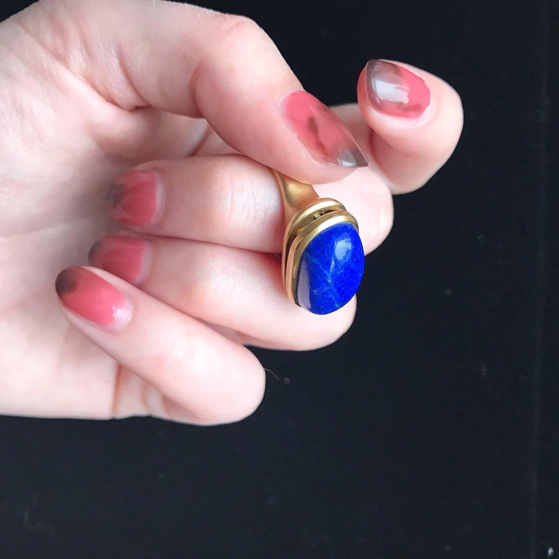 lapis lazuli and 18k gold rings
