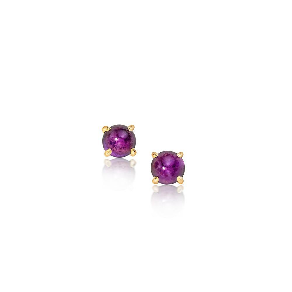 18K yellow gold.
6 mm cabochon amethysts.
Price is for pair.
Made in New York City.

Perfect for the February babe in your life!