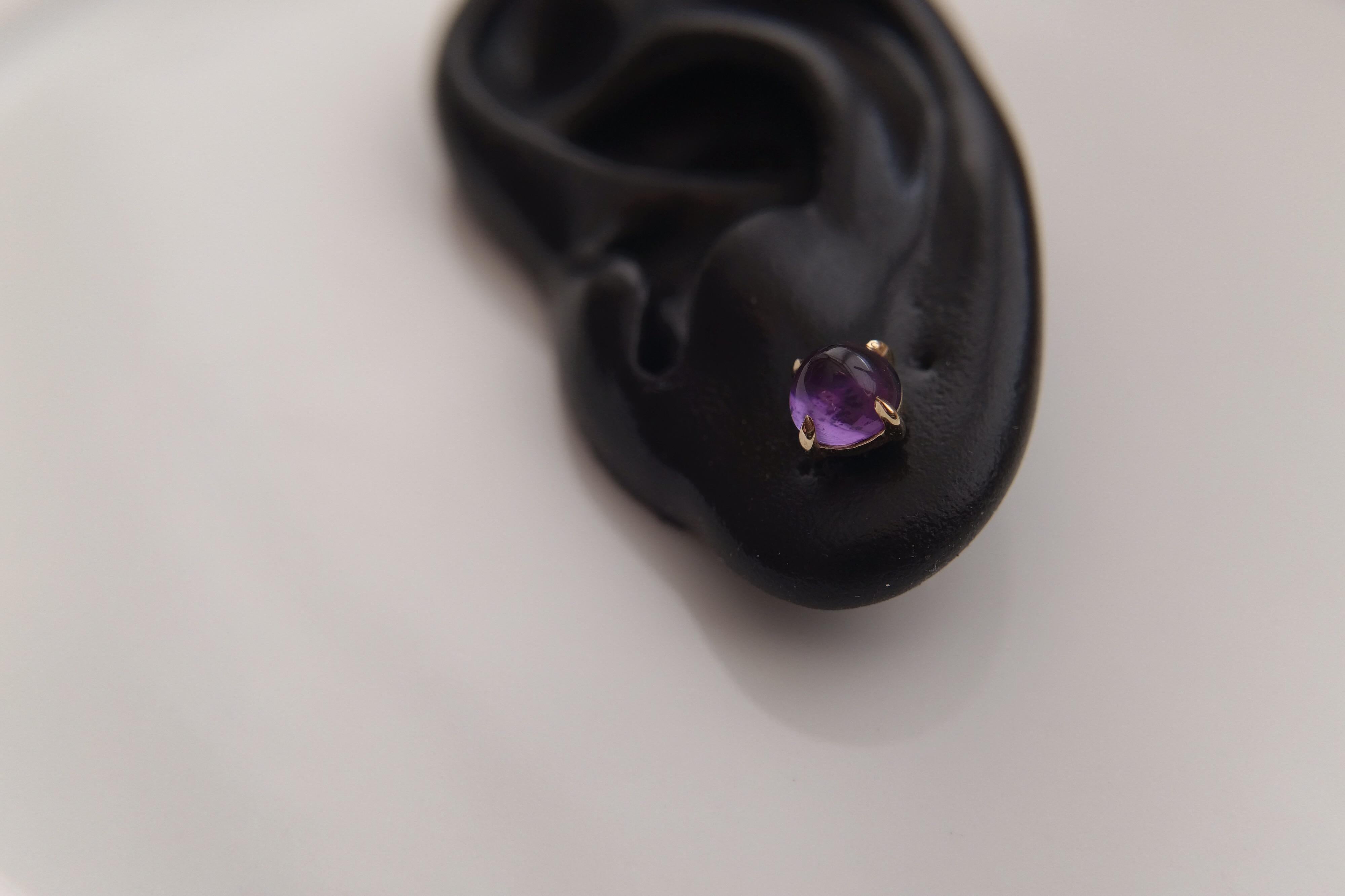 Wendy Brandes February Birthstone Amethyst Cabochon Stud Earring, Pair In New Condition In New York, NY