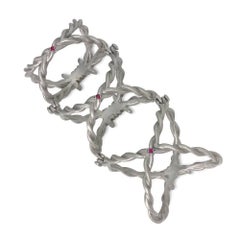 Wendy Brandes Full-Finger Hinged Barbed Wire Motif Ring In Platinum and Diamonds