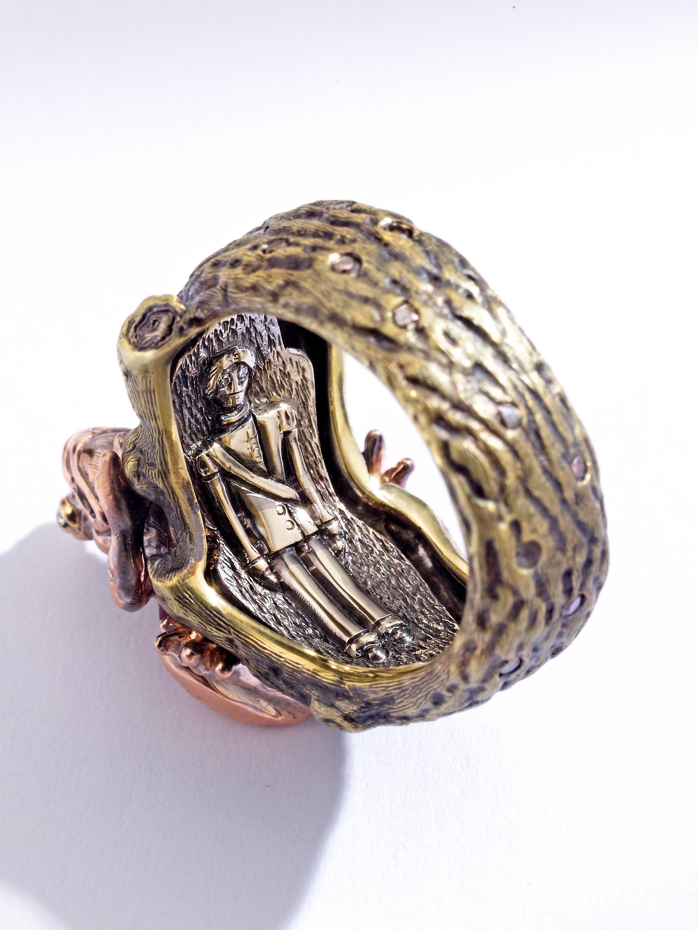 Wendy Brandes Einzigartiger Froschring aus 18 Karat Gold und Edelsteinen mit verstecktem Prinz im Zustand „Neu“ im Angebot in New York, NY