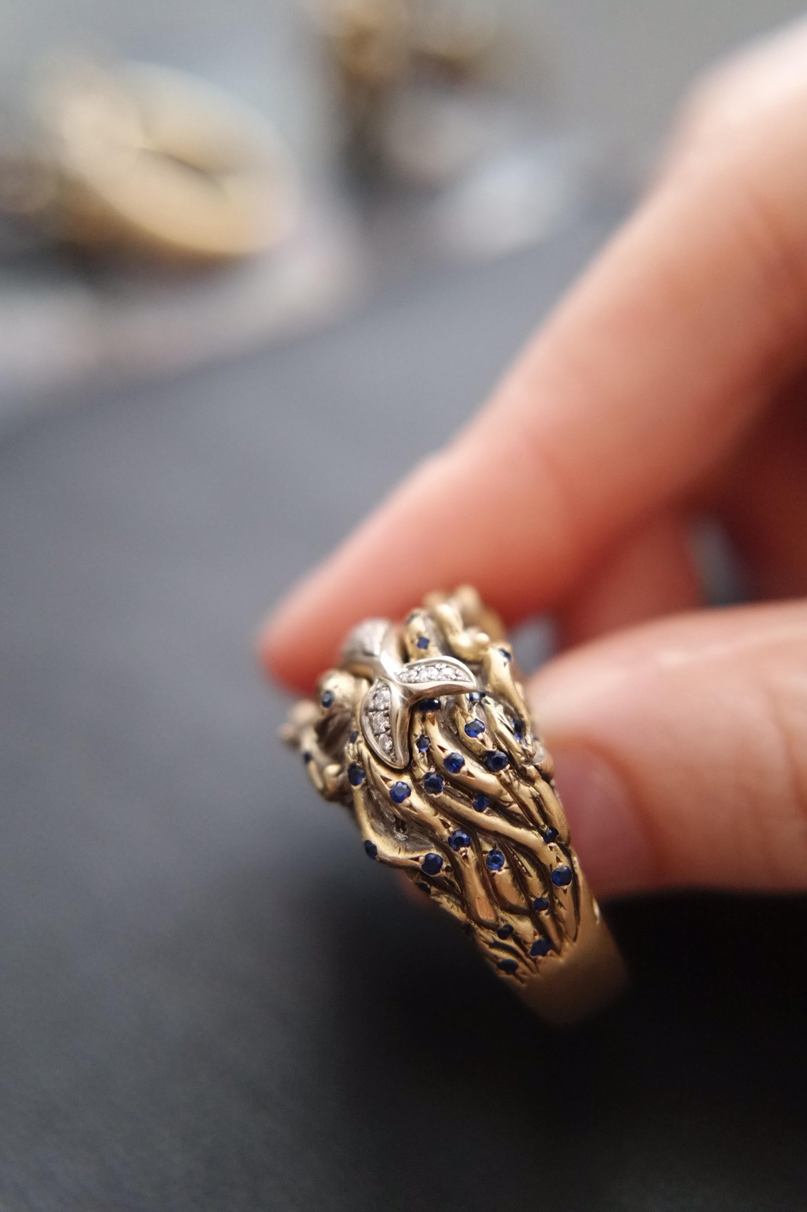 Wendy Brandes Signed Maneater Collection Ring: Whale and Jonah In New Condition For Sale In New York, NY