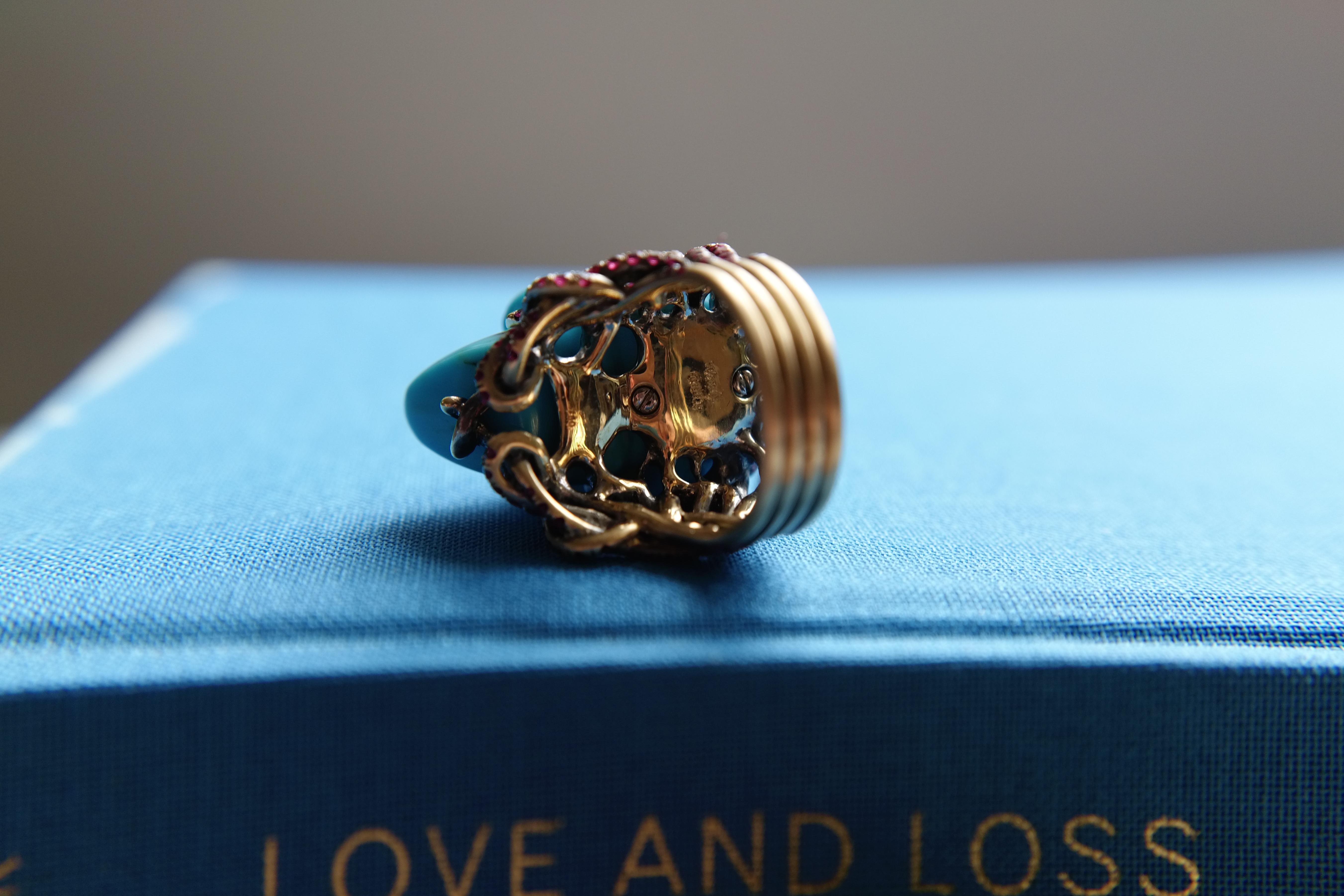Wendy Brandes Turquoise and Ruby Skull Ring 2