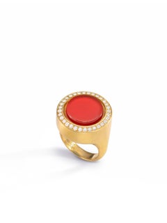 Wendy Brandes 2-in-1 Turquoise and Carnelian Flip Ring, 18K Gold, Diamonds