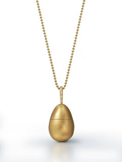 Wendy Brandes Mechanical Chicken and Egg Gold Locket Necklace