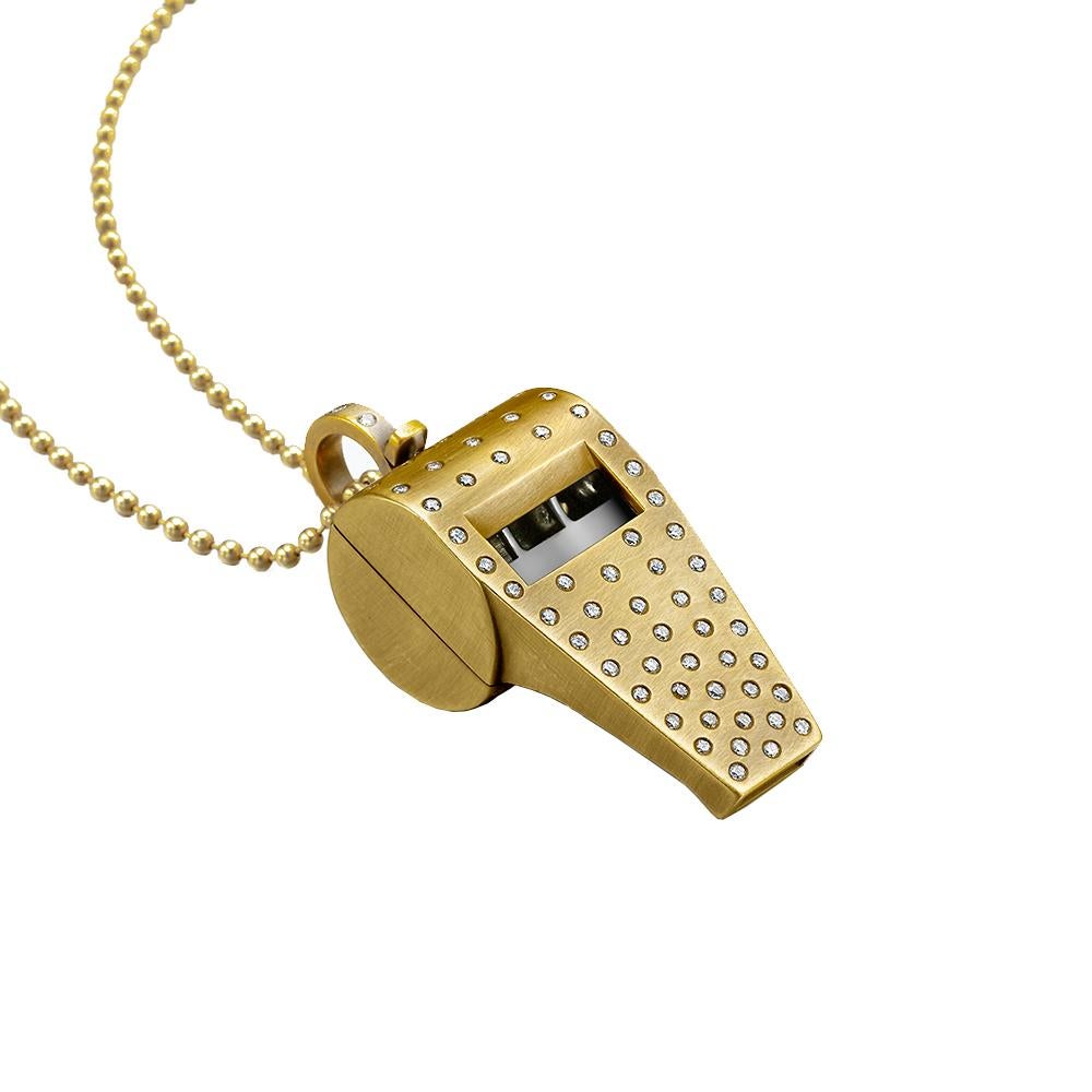 Wendy Brandes Whistle Locket Necklace in 1 oz of  18K Yellow Gold With Diamonds