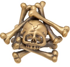 Gemelli da polso Wendy Brandes in oro giallo 18 carati Memento Mori Skull and Bones