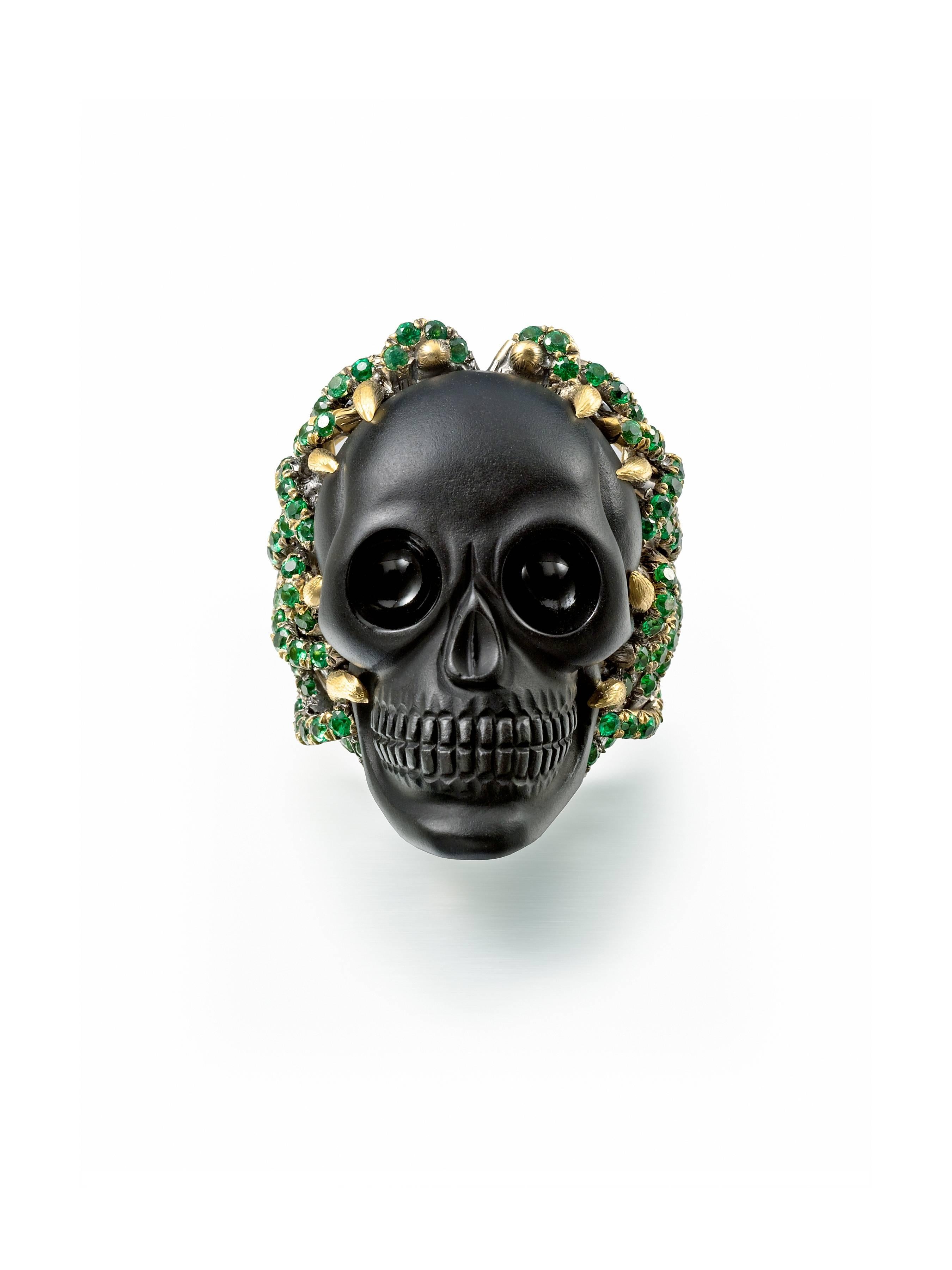 Wendy has long been inspired by skulls, as artists have been for centuries. This type of jewelry is known by the Latin phrase “Memento mori” -- “remember you are mortal.”  Wendy interprets it as a call to live life to its fullest. This one-of-kind