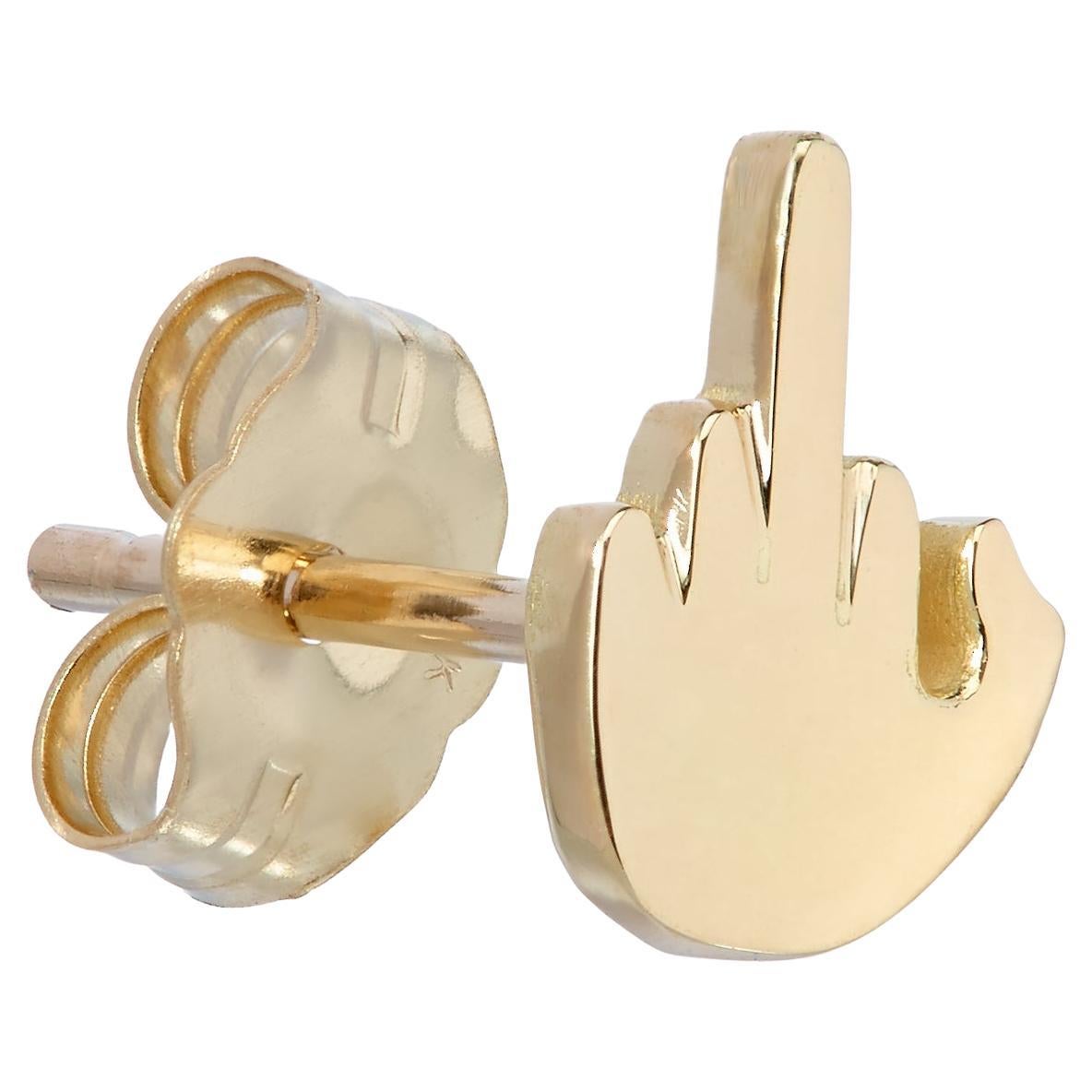 Wendy Brandes: 18 Karat Gelbgold Ohrstecker mit Mittel Finger-Ohrsteckern