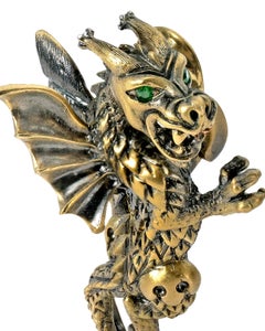 Wendy Brandes Yellow Gold Dragon Earrings With Pearls, Diamonds, and Tsavorites