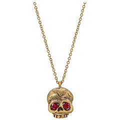 Wendy Brandes Rubin Eye Memento Mori Schädel Gold Lagen Halskette