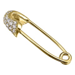 Wendy Brandes Gold Safety Pin "Punk" Earring With Diamonds