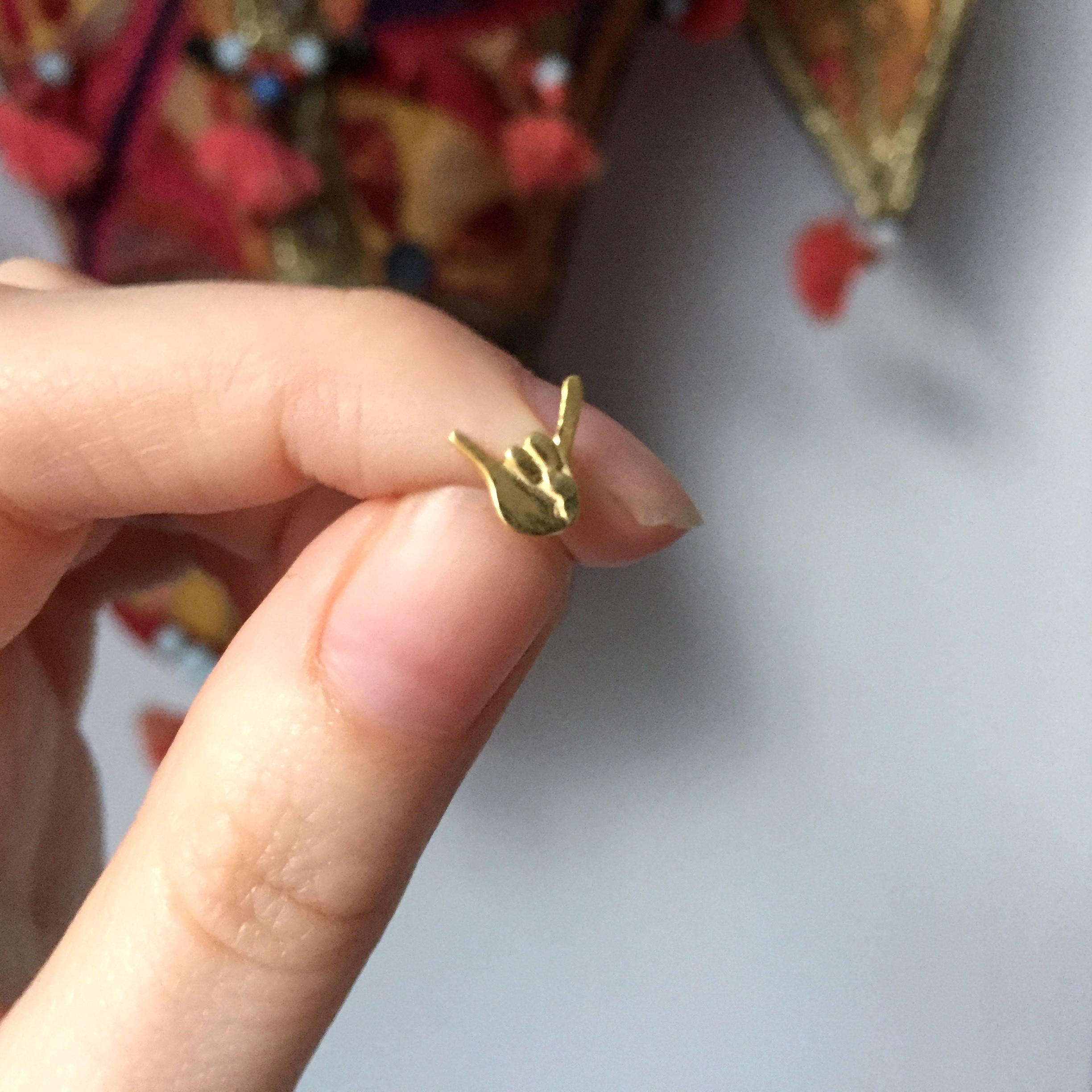 Contemporary Wendy Brandes 18K Gold Rock n Roll Emoji Single Stud Earring - Ukraine Donation