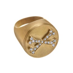 Wendy Brandes 18K Gold, Diamond, Sapphire Locket Ring With Skull Hidden Inside