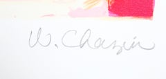 « Cruche bleue sur une nappe », lithographie cubiste signée par Wendy Chazin