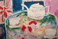 Flowers and Windowsill, Modern Lithograph by Wendy Chazin