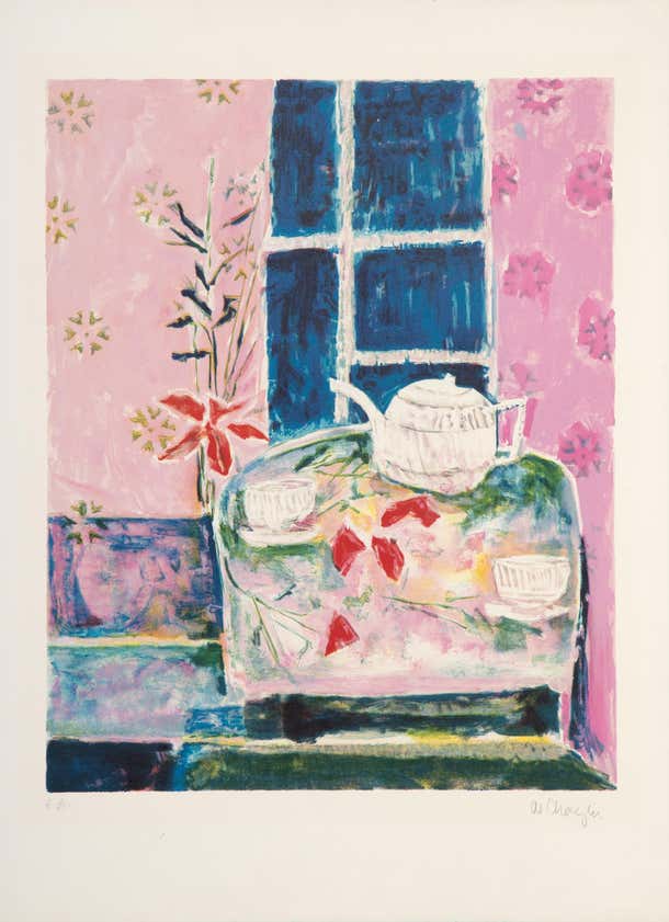 Wendy Chazin - Flowers and Windowsill, Modern Lithograph by Wendy ...