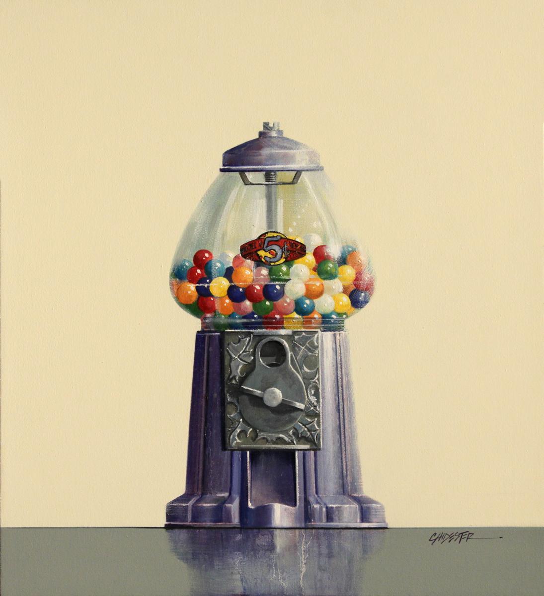 Wendy Chidester Still-Life Painting - Purple Five Cents