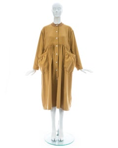 Wendy Dagworthy mustard cotton oversized smock dress, ca. 1982