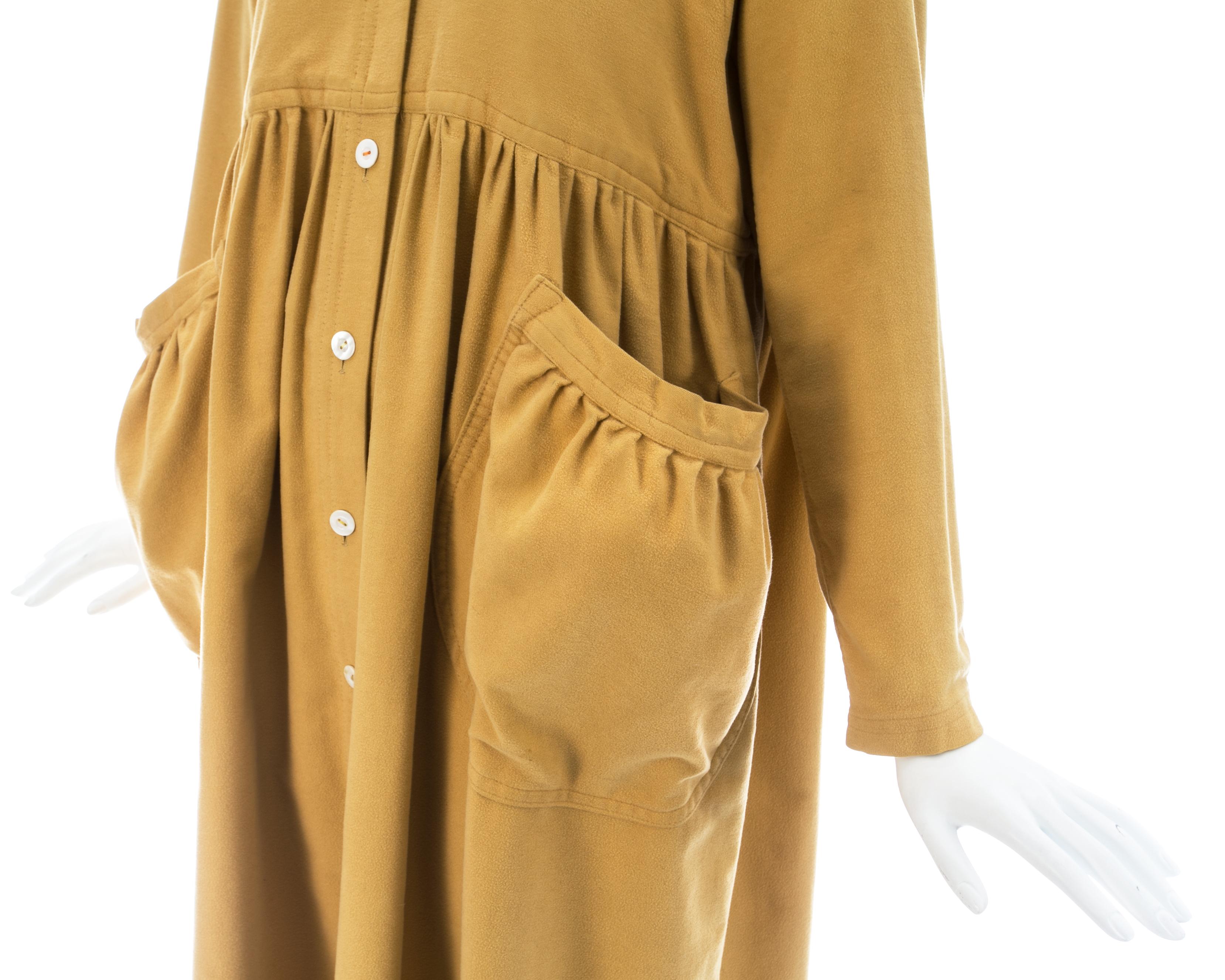 Wendy Dagworthy mustard cotton oversized smock dress, ca. 1982 In Good Condition For Sale In London, London