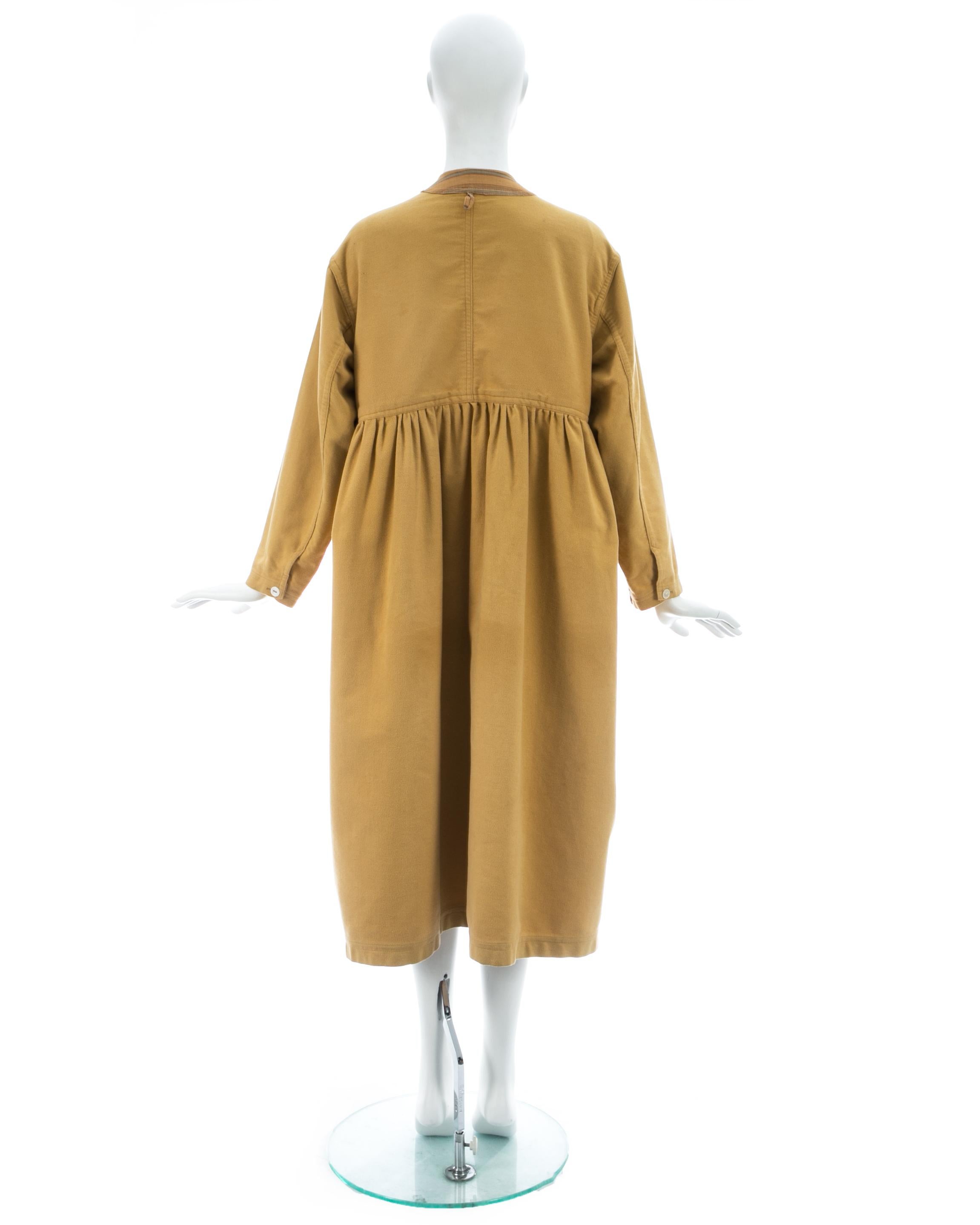 Wendy Dagworthy mustard cotton oversized smock dress, ca. 1982 For Sale 1